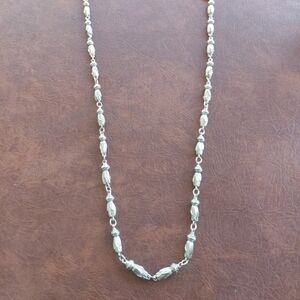 ​Large Vintage Pewter Tassel Chain Necklace 1970s Style 100cm